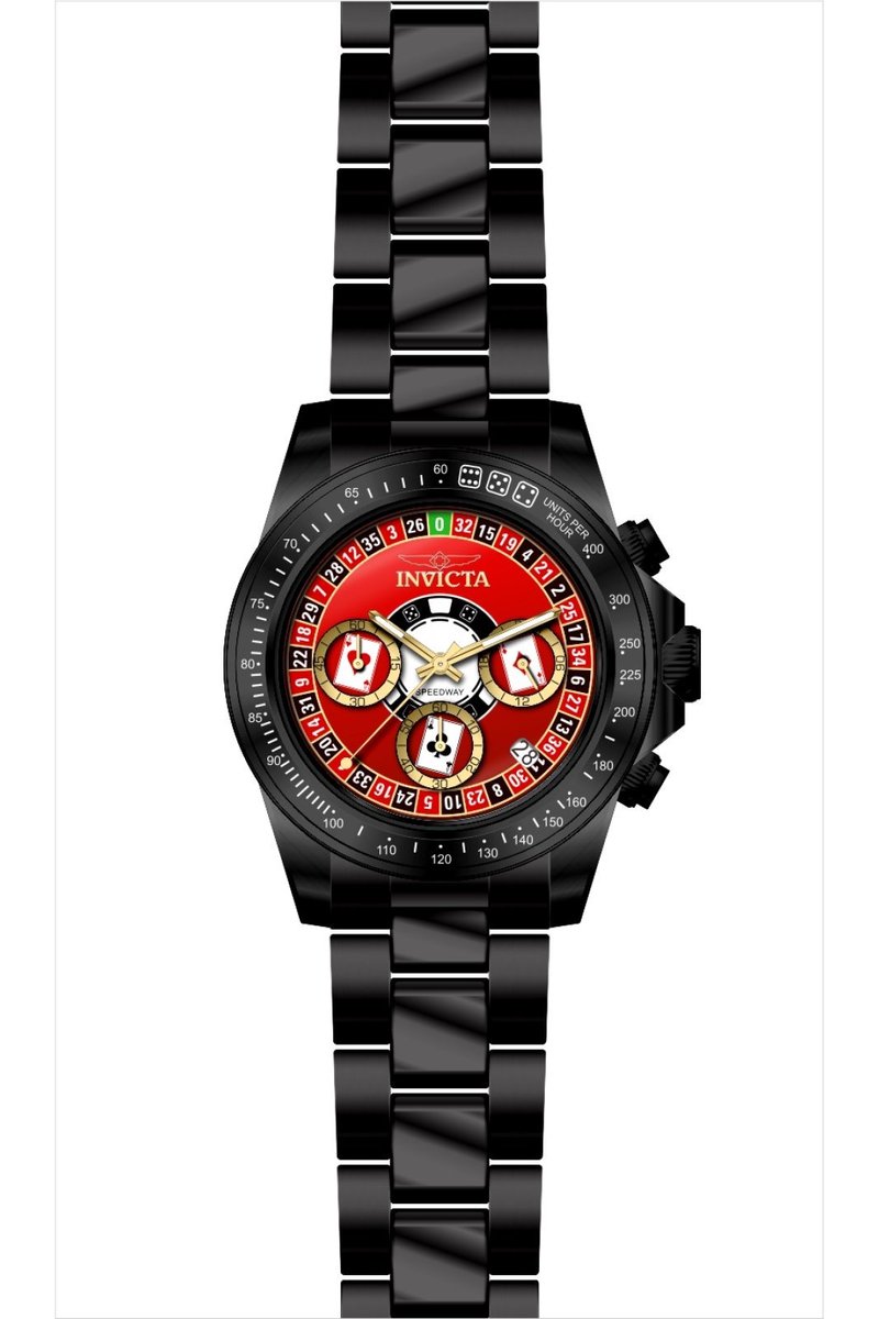 Invicta Speedway 50497 Heren Horloge - Waterdicht - Analoog - Quartz Uurwerk - Roestvrij Staal met rode Wijzerplaat - 39mm