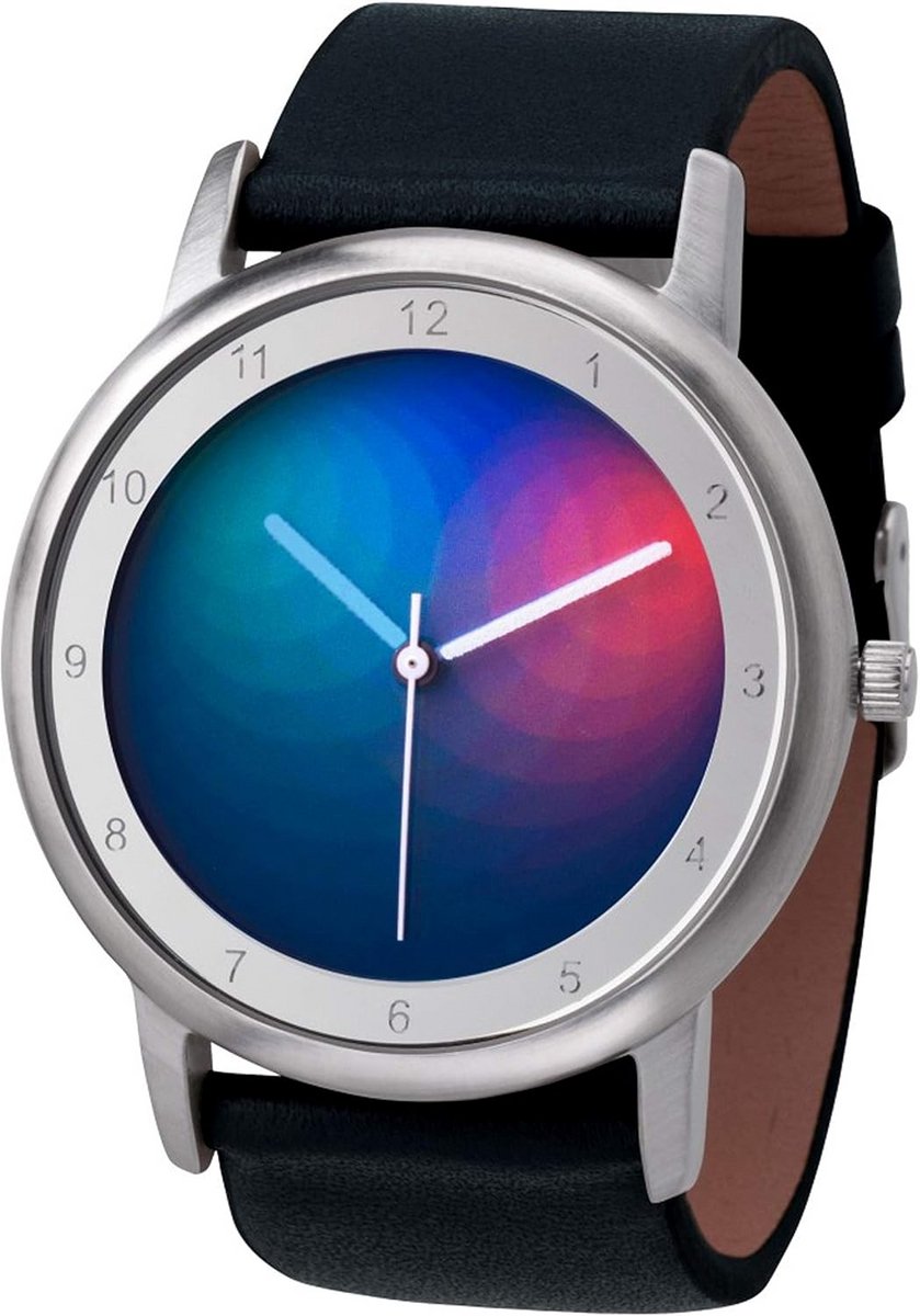 Unisex Armbandhorloge met Kleurwisselende Wijzerplaat en Leren Band