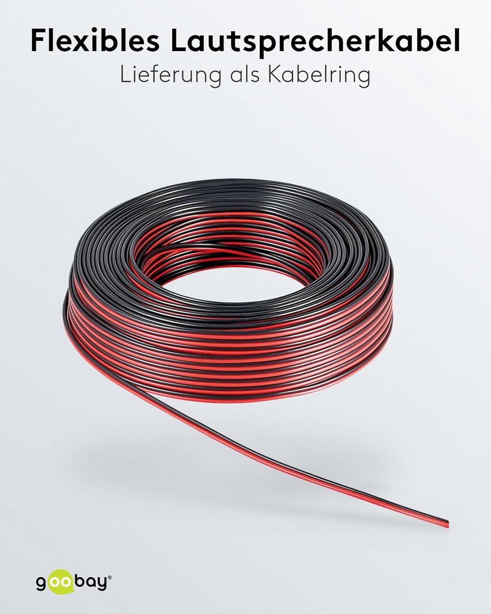 Luidsprekerkabel 50 meter Rood/Zwart CCA 2,5 mm² voor Hifi en Home Cinema