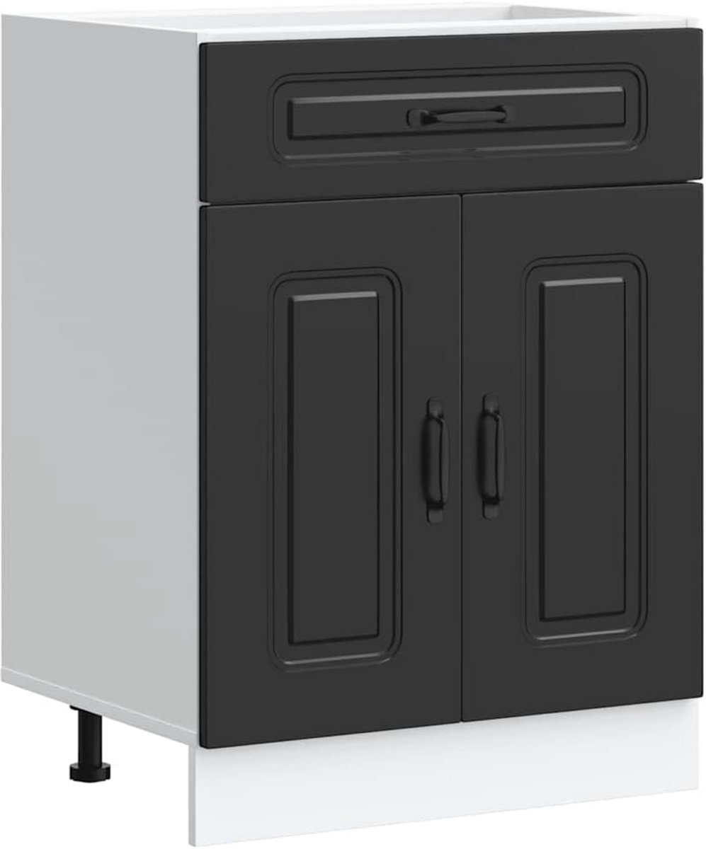 Zwarte Keukenonderkast met Lade voor Spoelbak - Houtmateriaal
