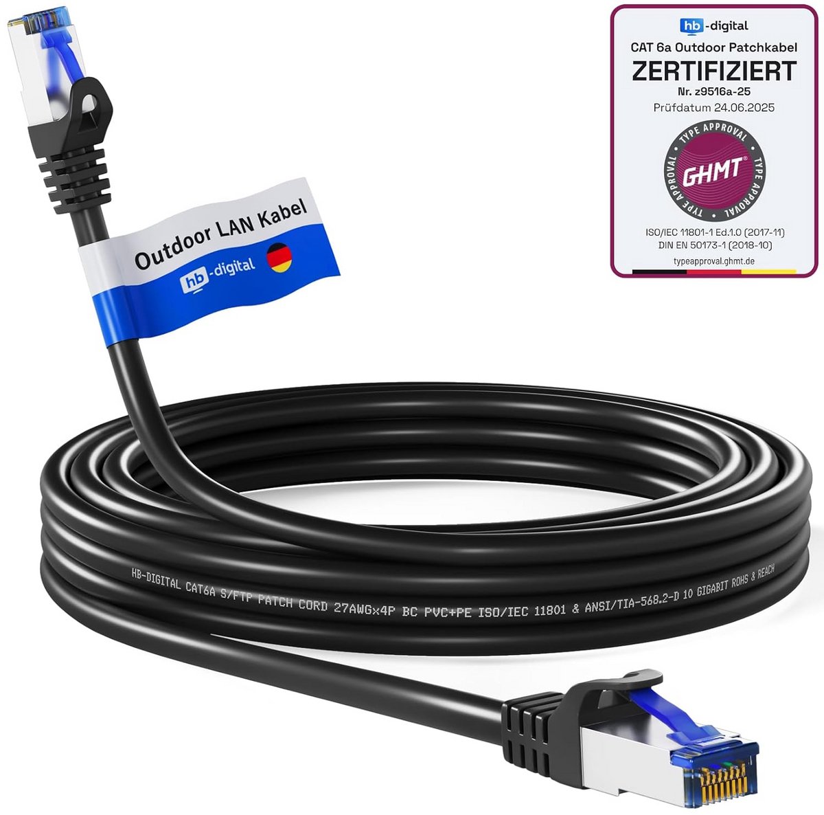 Outdoor Netwerkkabel CAT6a S/FTP IP66 Stof-, Water- en UV-bestendig