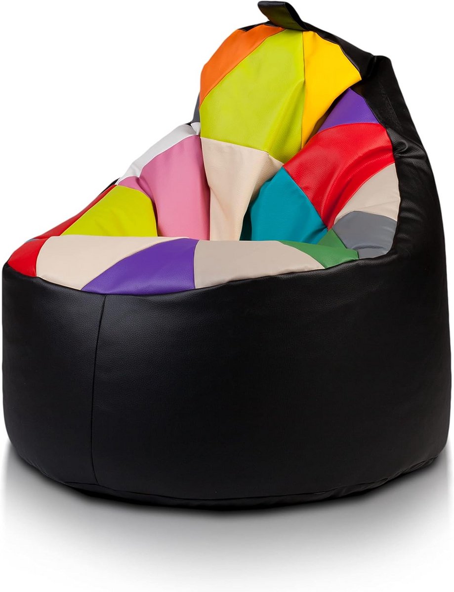 Comfortabele Zitzak Patchwork Kunstleer Binnen en Buiten met Handvat