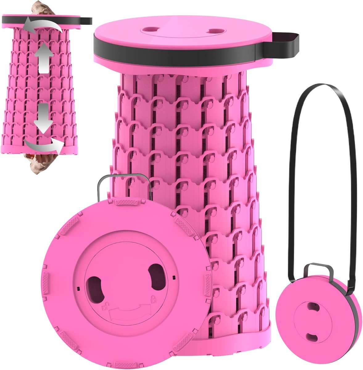 Opvouwbare Kruk - Opvouwbare Stoel - Telescopische Kruk - Inklapbare Kruk - Campingstoel - Visstoel - Polypropyleen - 45 cm Hoog - 200 kg Draagkracht - Rode Roos - van Imperatoris