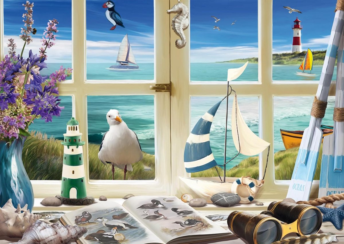 Puzzel 1000 Stukjes - Studie aan Zee - Premium Kwaliteit Puzzel voor Volwassenen