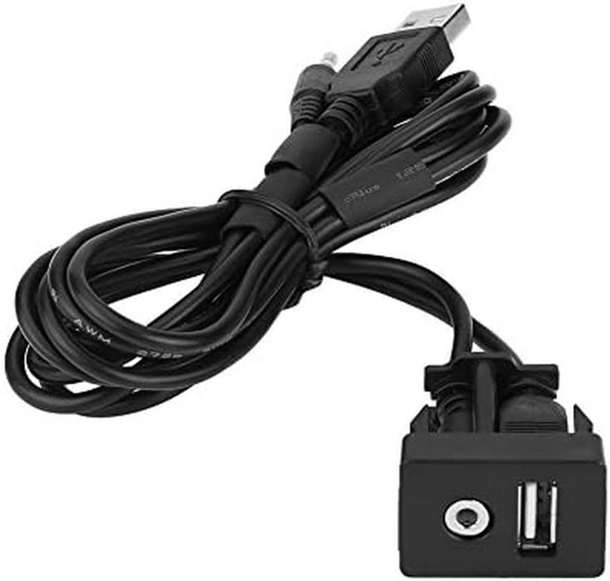 3.5mm AUX USB Verlengkabel voor Auto Dashboard Inbouw - Audio & Oplaadpoort