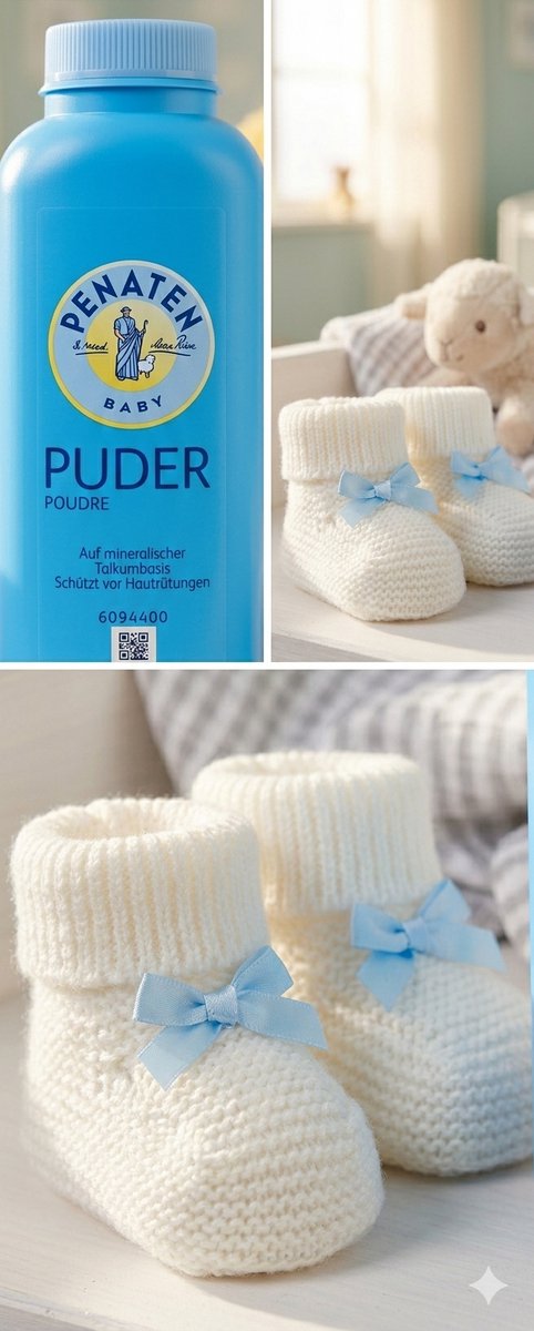 Penaten Baby - Natural baby powder with aloe vera and vitamins - 2 x 100 g - Protects sensitive skin - Moisture-taking and keeps the skin dry - 99% ingredients of natural origin with Kajal Sticker — afbeelding 2
