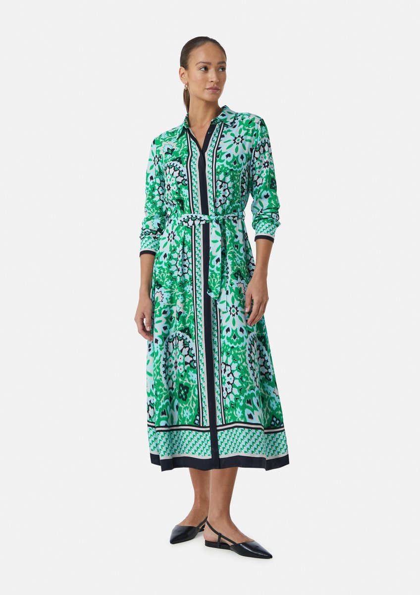 comma - female - Midi-jurk met blinde knoopsluiting en all-over print