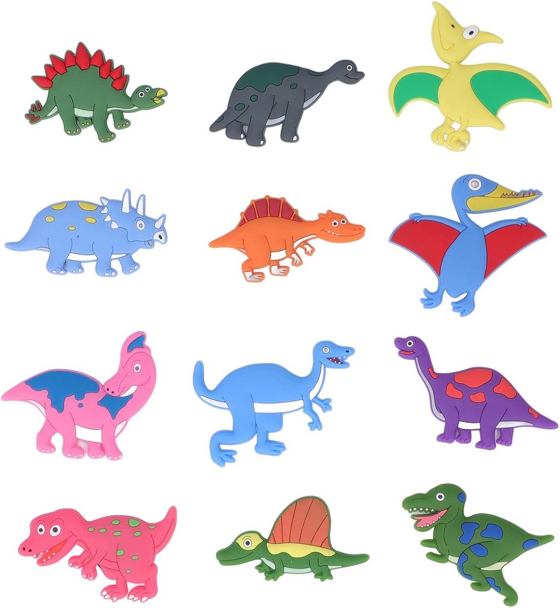 12 Stuks Zachte Siliconen Koelkastmagneten met Leuke 3D Dinosaurus Patronen