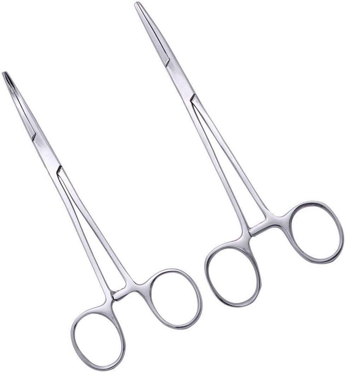 Set van 2 Precisie Pincetten RVS - Rechte en Gebogen Klem - 16 cm