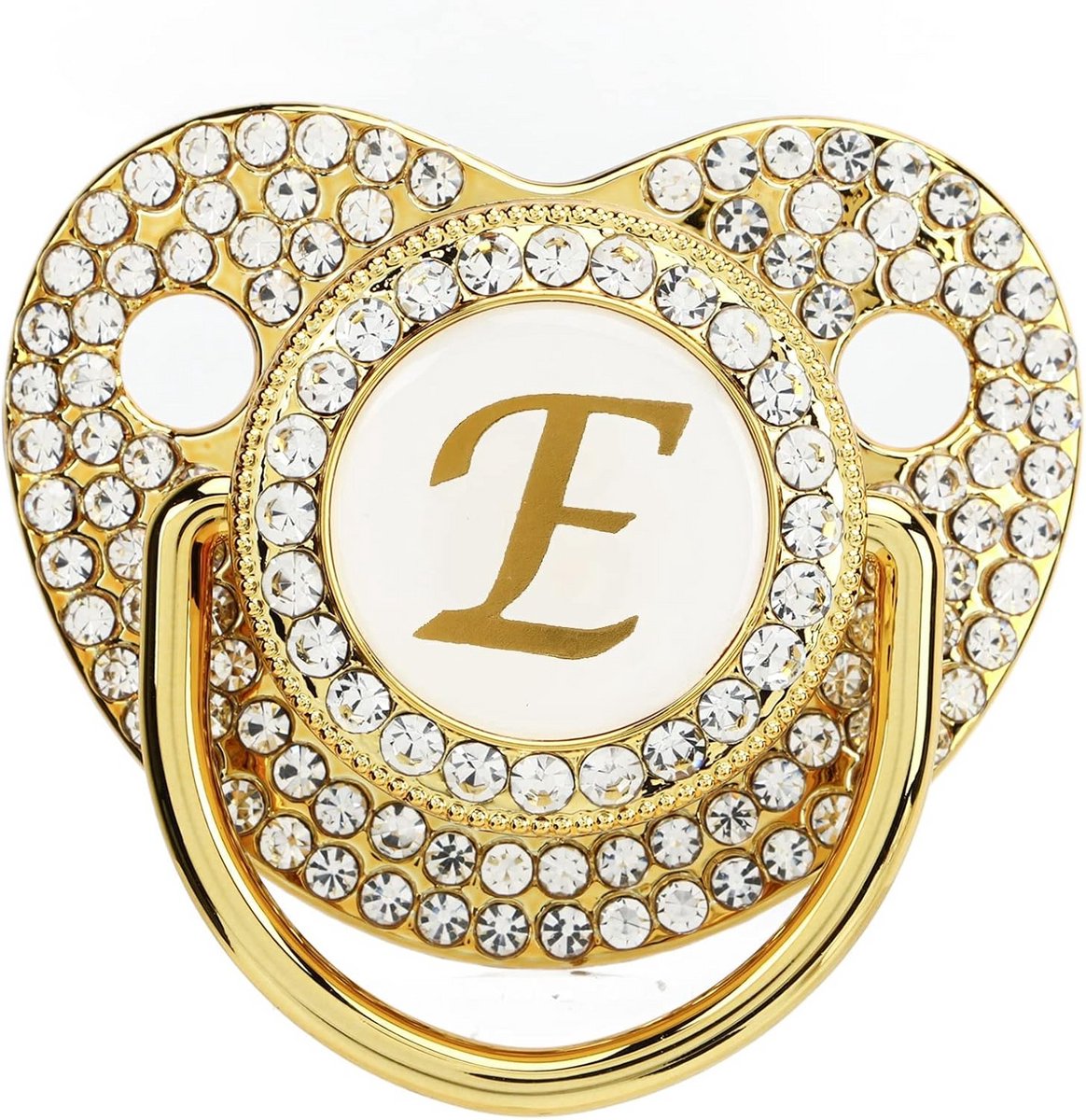 Gepersonaliseerde Bibberspeen met Gouden Letter en Clip voor Baby Jongens - Voor Fotoshoot en Kraamcadeau