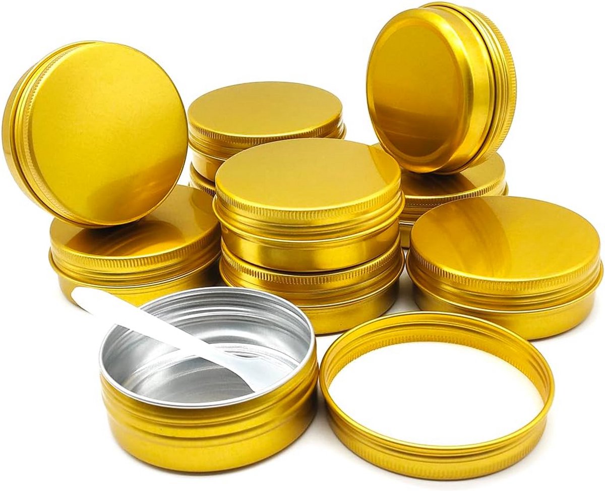 10 Stuks Ronde Aluminium Blikken 60ml met Schroefdeksel voor Balsems en Crèmes