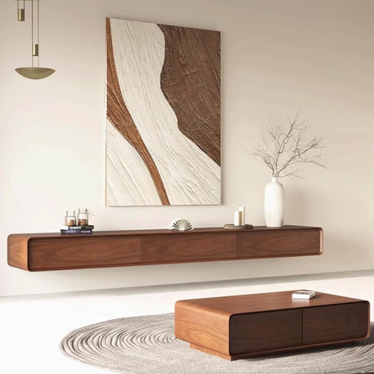 Hangende TV-kast Massief Hout 240cm | Wandmeubel Modern Woonkamer en Slaapkamer | Smalle O