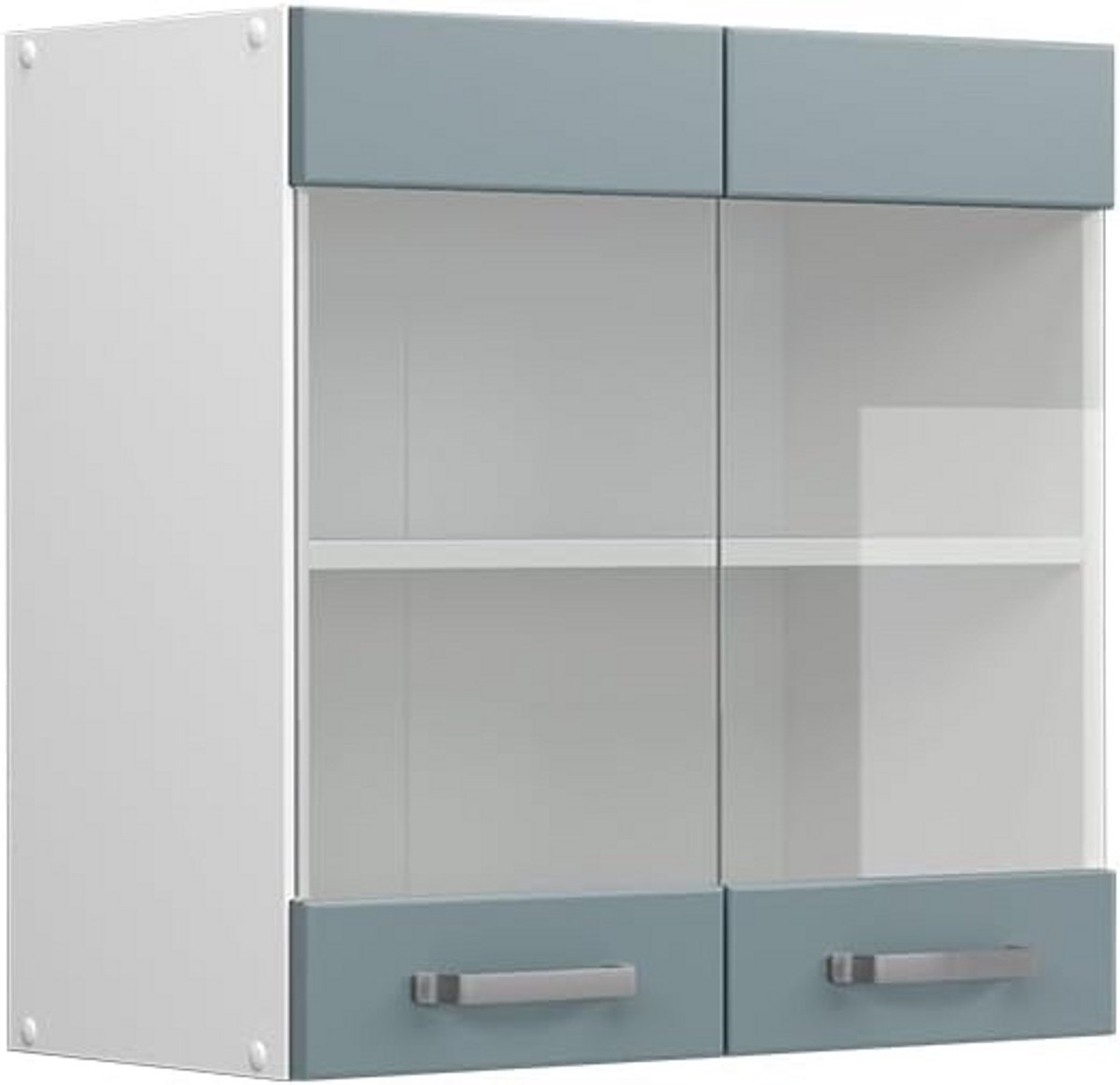 Glazen Keukenkast Hangend Blauwgrijs/Wit 60 cm - Servieskast met 2 Deuren