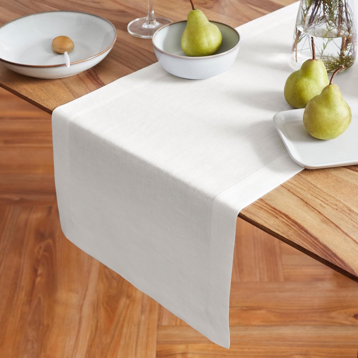 Lange Linnen Tafelloper 300 cm - 100% Puur Linnen Witte Tafeldecoratie