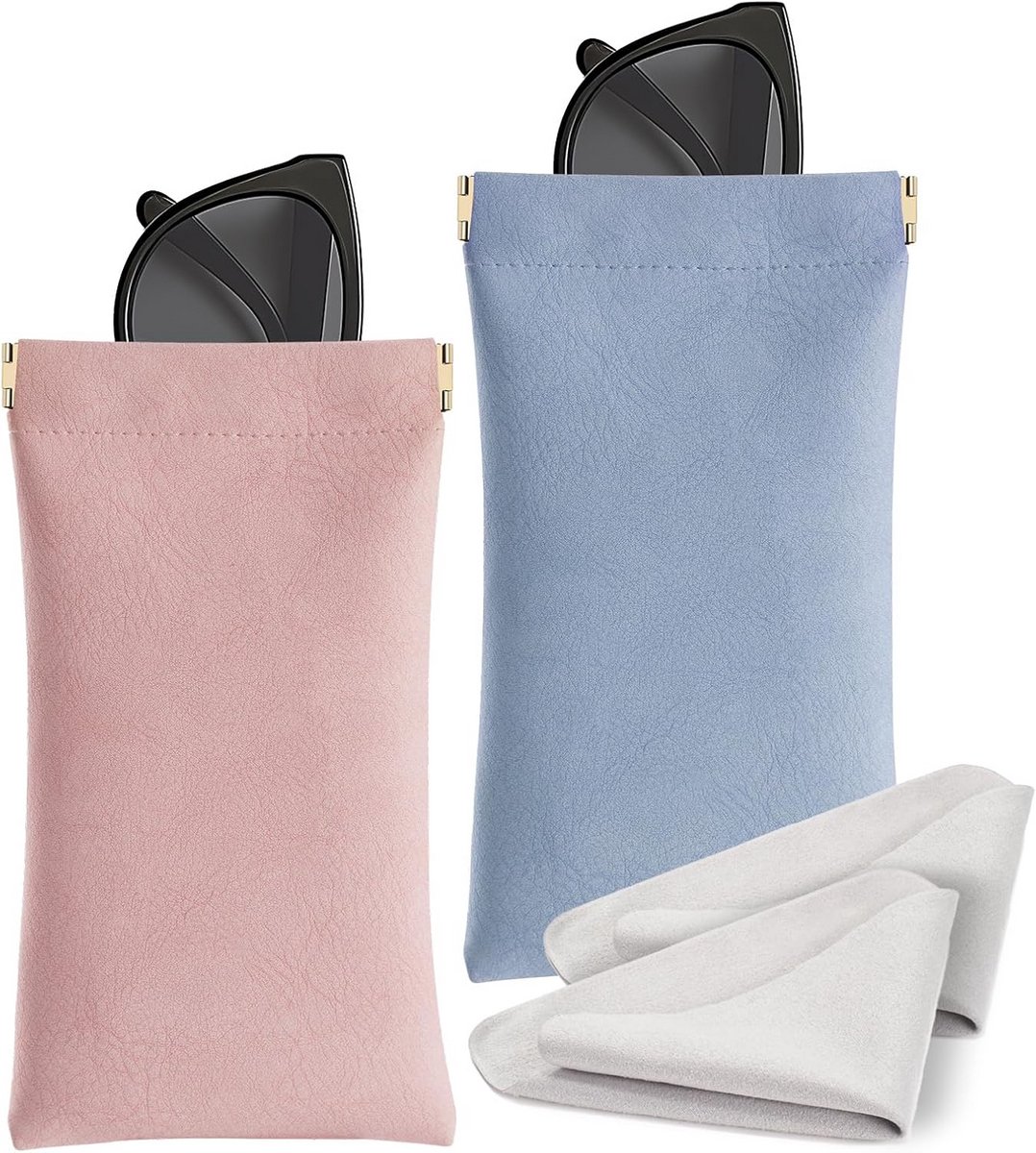 2 Stuks Draagbare Brillenkoker Zacht Squeeze Top - Beschermhoes voor Zonnebril en Brillen