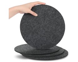 SOSMAR 4 stuks groot viltonderzetters vilsmat voor potten, glazen, vazen en schalen - tafelbeschermer tafelonderzetter beschermende mat van robuust vilt (rond Ø 25cm/ Antraciet) – Premium Kwaliteit | Duurzaam Design | Geschikt voor Dagelijks Gebruik
