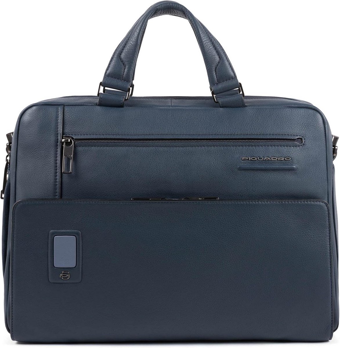 Leren Laptoptas Blauw met 30 cm Laptopvak en Flessenhouder