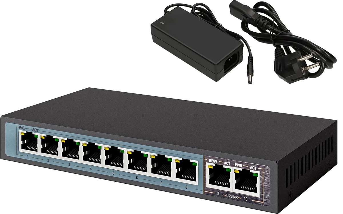 8-poorts 10/100 Mbps PoE Switch met 96W vermogen
