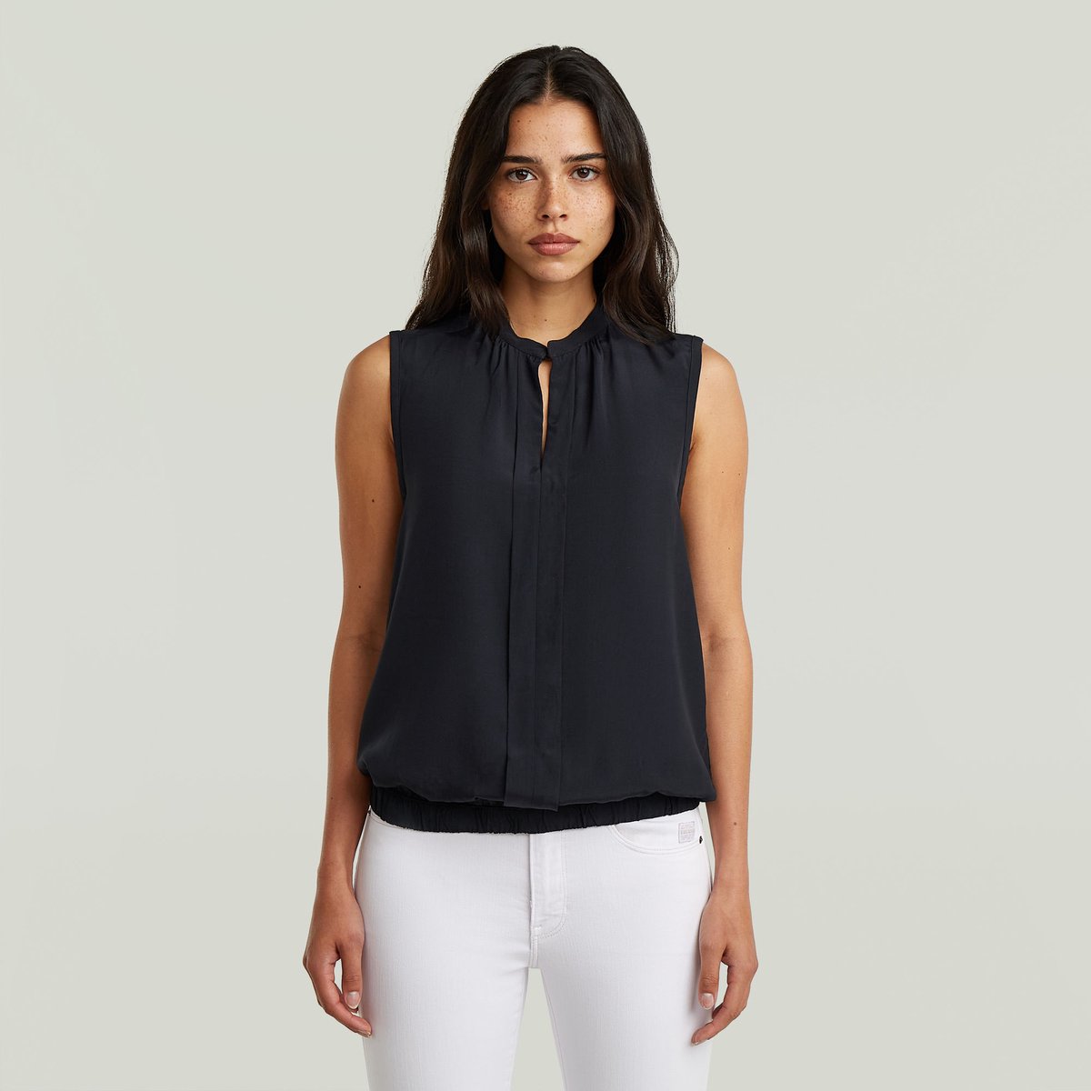 G-Star Stand up collar top sl wmn Dames Overhemd Zwart