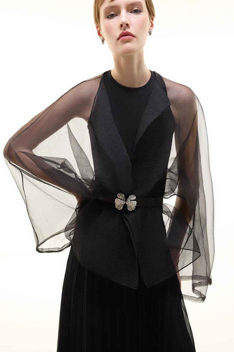Touché Privé - Organza jasje met biesdetails - Zwart - Dames