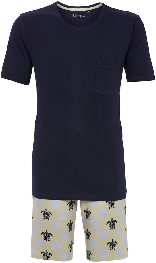 Katoenen heren schildpad shortama - Blauw - Maat - 48