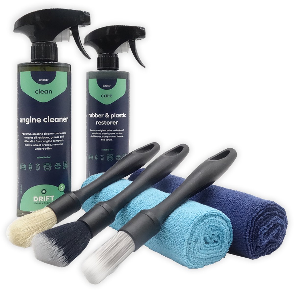 Complete Motorruimte Reinigingsset – Engine Package – Motorblok Schoon & Beschermd – Reinigers en Tools