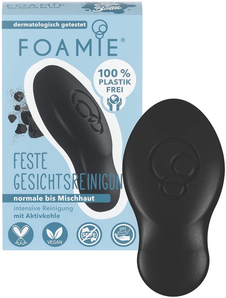 Foamie Solid Facial Cleanser – Met Actieve Kool & Tea Tree Olie – Reiniging voor Onzuivere Huid – Vegan & Plasticvrij – 60 g