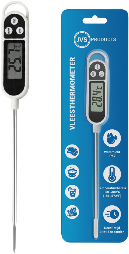 Vleesthermometer - Keukenthermometer - Digitale thermometer - BBQ thermometer - BBQ accesoires - Oventhermometer - Zwart/Wit