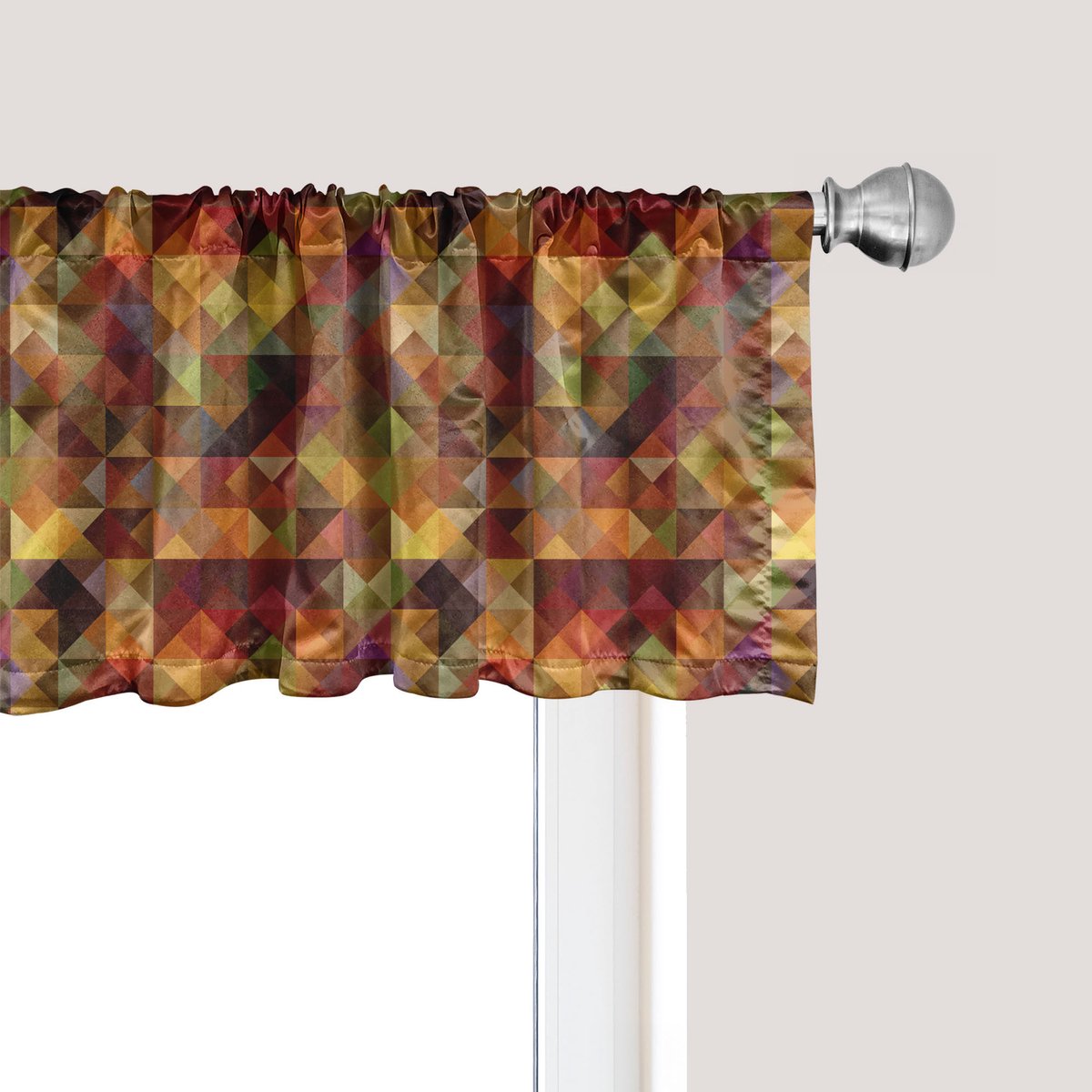 ABAKUHAUS Kleurrijk raamvalletje, gordijnvalletje voor keuken en slaapkamer met tunnelzoom, 137 cm x 45 cm, bruin en goudgeel