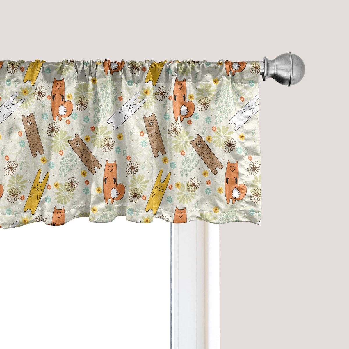 ABAKUHAUS Kleuterschool Raamvalletje, Gordijnvalletje voor Keuken en Slaapkamer Decoratie met Tunnelzoom, 137 cm x 30 cm, Meerkleurig