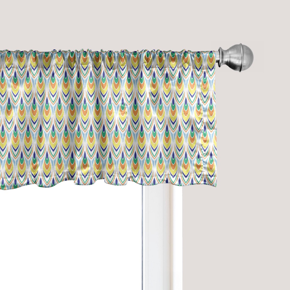 ABAKUHAUS Kleurrijk raamvalletje, gordijnvalletje voor keuken en slaapkamer met tunnelzoom, 137 cm x 45 cm, meerkleurig
