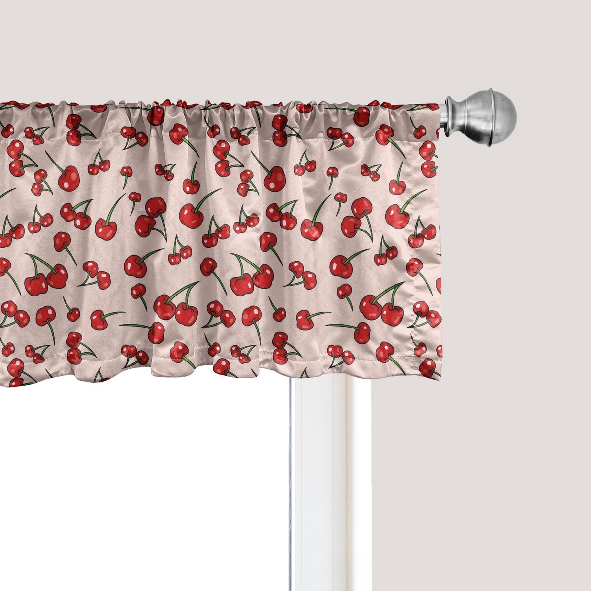 ABAKUHAUS Kersenkleurige Raamvalletje, Gordijnvalletje voor Keuken en Slaapkamer met Tunnelzoom, 137 cm x 45 cm, Licht Zalmrood