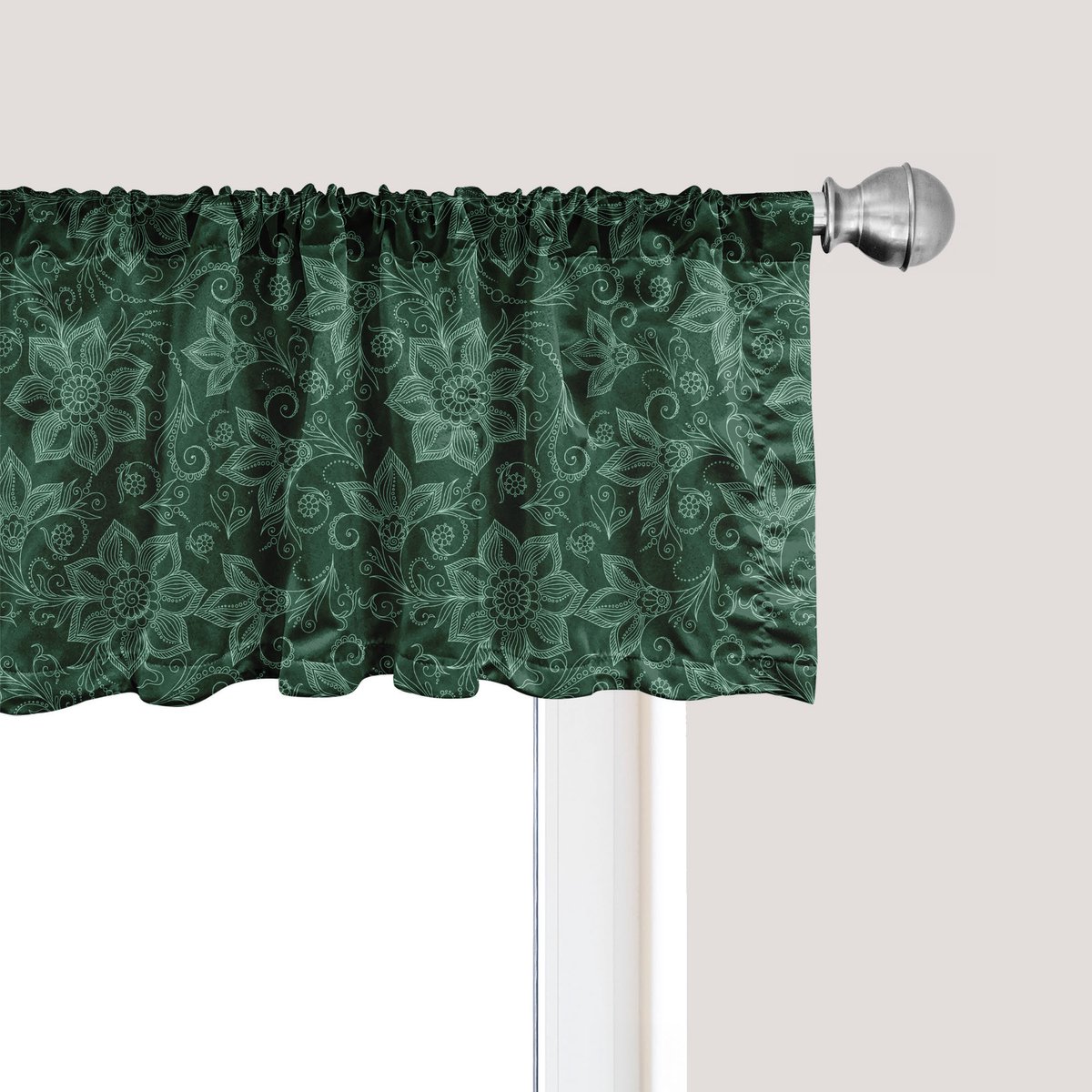 ABAKUHAUS Antieke Oosterse raamvalance, gordijnvalance voor keuken en slaapkamer met tunnelzoom, 137 cm x 45 cm, smaragdgroen en zeegroen