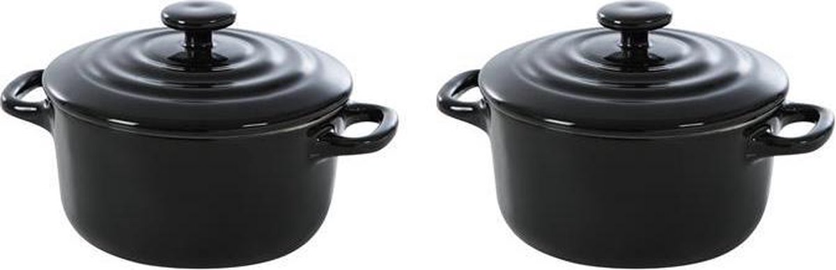 BK Bourgogne cocotte Ø 10 cm - 2 stuks - zwart - oven van BK