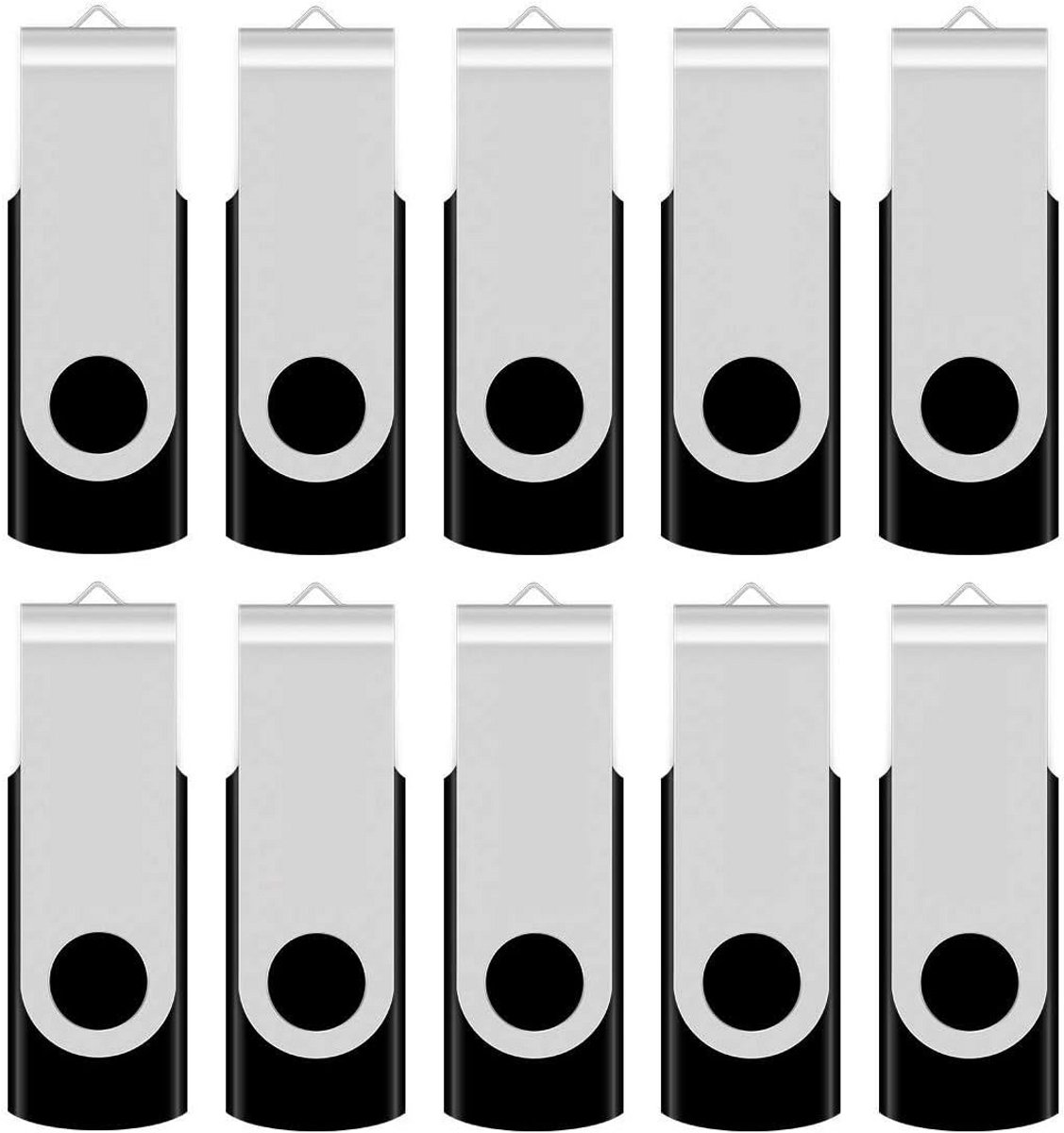 10 Stuks USB 2.0 Flash Drives 2GB Zwart Bulk Geheugensticks