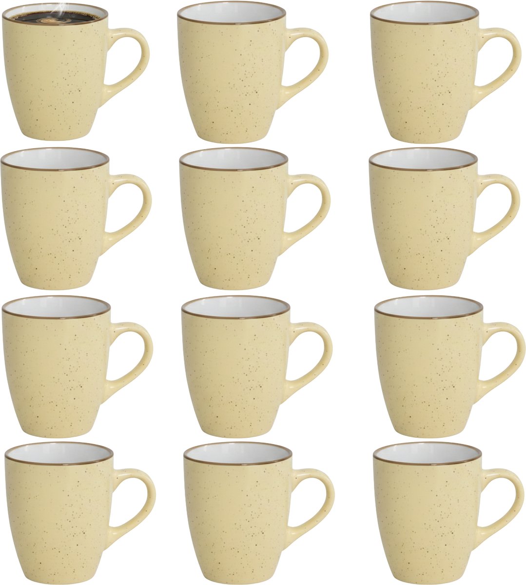 Gerimport Koffie / thee mok Sweets - 12x stuks - geel - 350 ml - keramiek