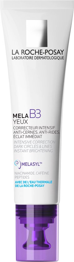 La Roche-Posay Mela B3 Ogen tube met paarse applicator en witte dop.