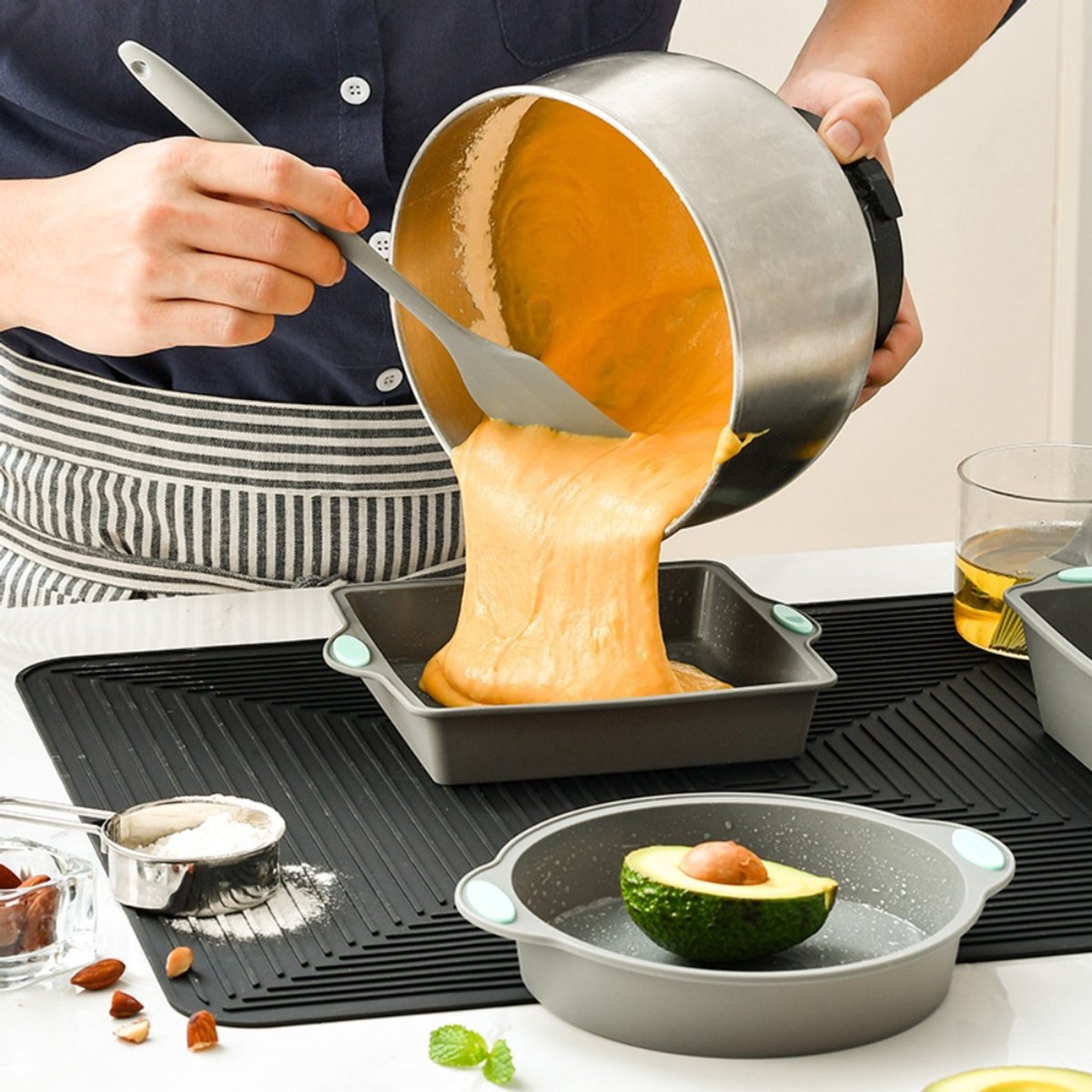 3-delige set - Taartvorm - Hittebestendige siliconen bakvorm - Bakbenodigdheden - Magnetron- en ovenbestendige bakplaat - Grijs – foto 6