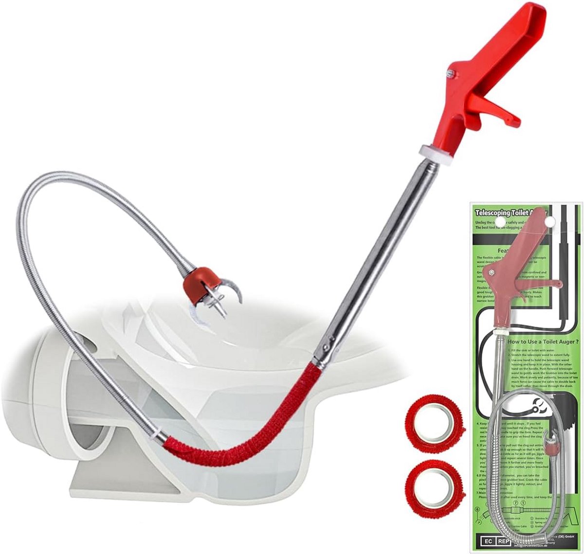 Flexibele Toilet Ontstopper Grijper - 130cm Lange Dorade voor Verstoppingen in Afvoer
