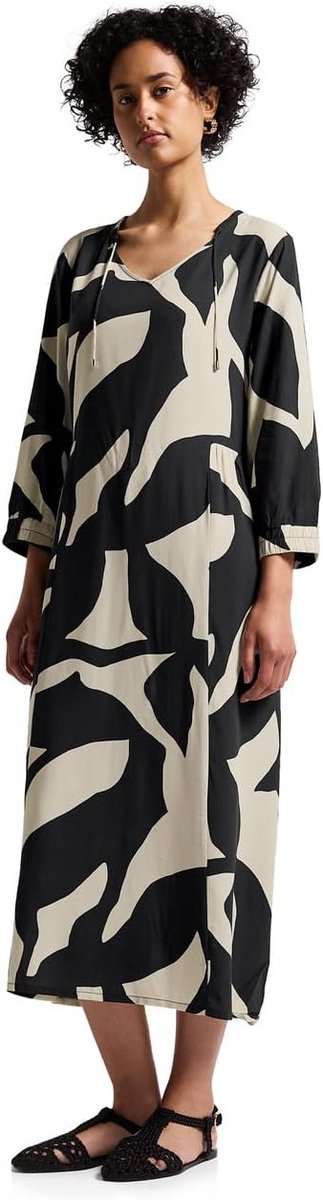 Midi Jurk Dames met Patroon V-hals Kniehoog Comfortabele Viscose