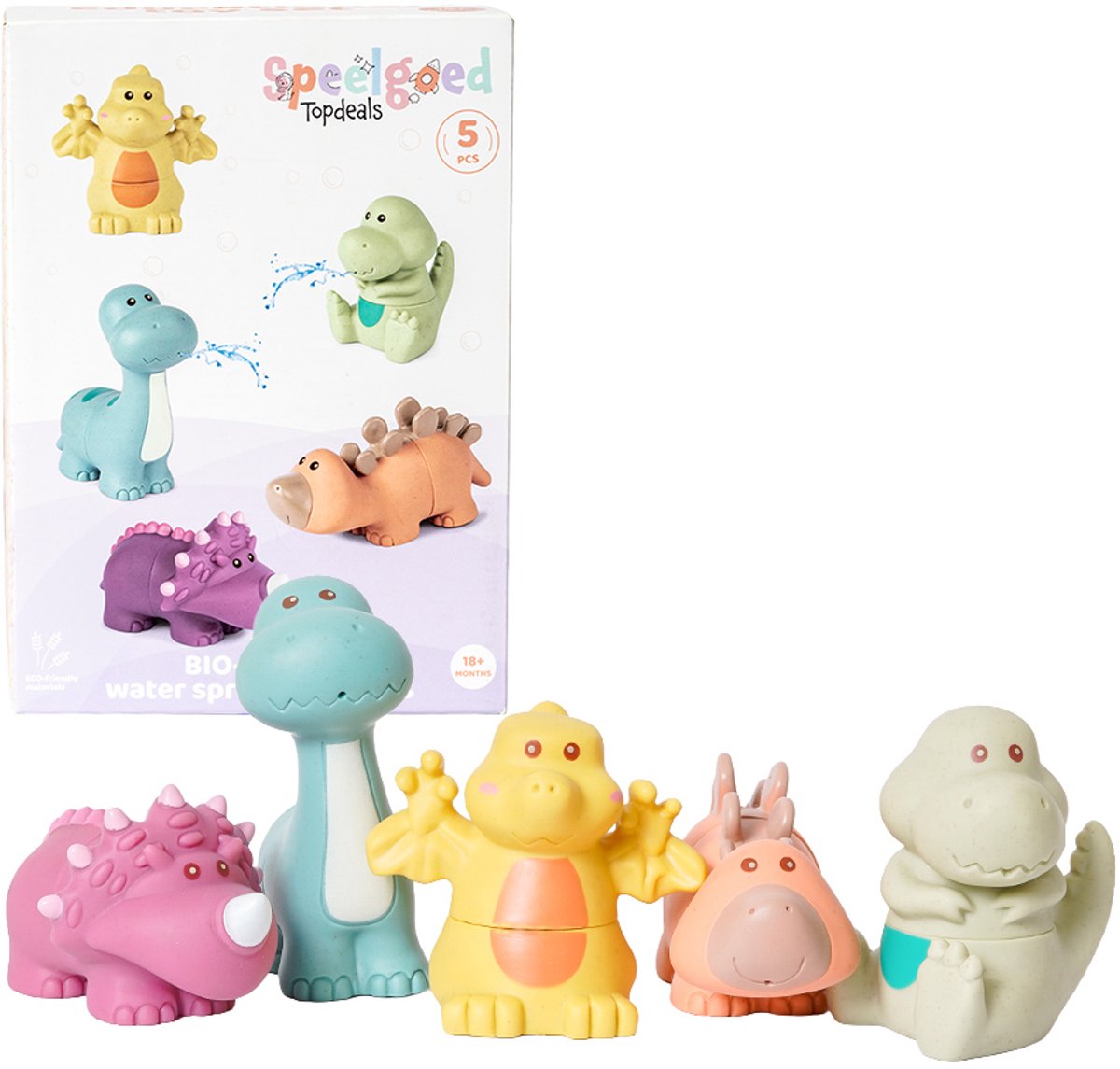 Speelgoedtopdeals - BIOplastic Waterspray Dino's - Duurzaam Speelgoed - Badspeelgoed