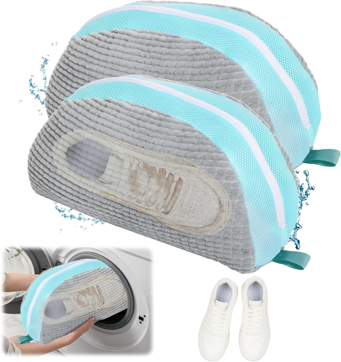Famanu – Schoenwaszakken - waszak - waszak - sneakers - herbruikbare schoenentas - sneakers - waszak met antislip ritssluiting - voor alle soorten schoenen - sector grijs
