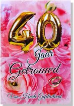 40 jaar Getrouwd! Luxe Robijnen huwelijk wenskaart 40 jarig jubilieum - 12x17cm - Gevouwen kaart inclusief envelop - Huwelijkskaart'