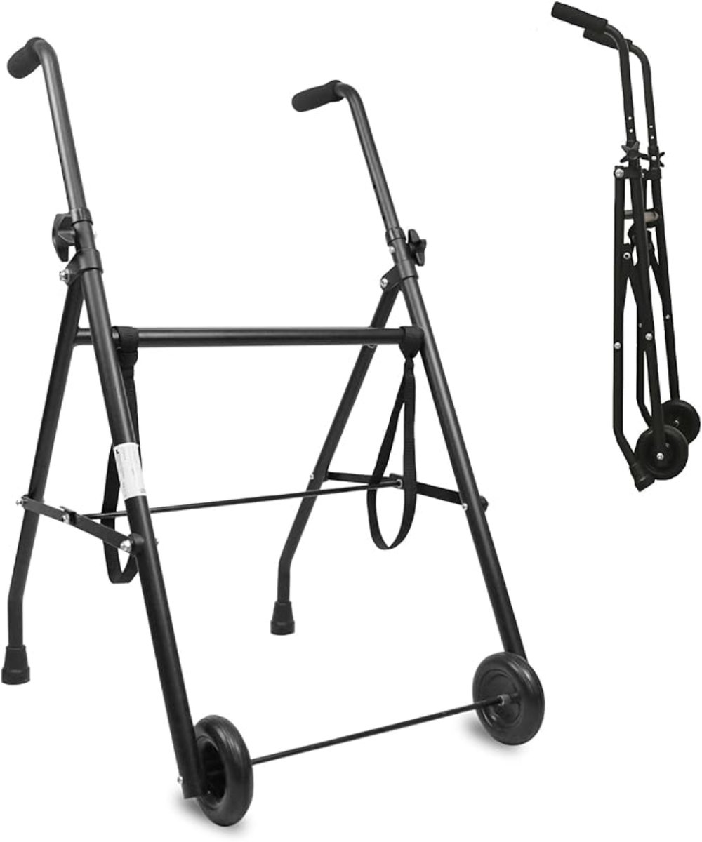 MMM® Rollator Lichtgewicht en Opvouwbaar - Rollator Lichtgewicht - Rollators Binnen en Buiten - met Stoel en 2 Wielen - Lichtgewicht, Duurzaam, Staal - Zwart - 16 cm x 16 cm x 97 cm