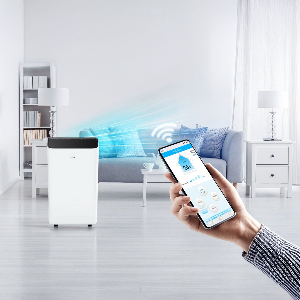 Mobiele airco AUX 2-in-1 koelen en verwarmen 12000 BTU 3,4 kW wifi afstandsbediening R290 milieuvriendelijk - Afbeelding 4