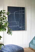 J-Line schilderij Krassen - hout - blauw/wit