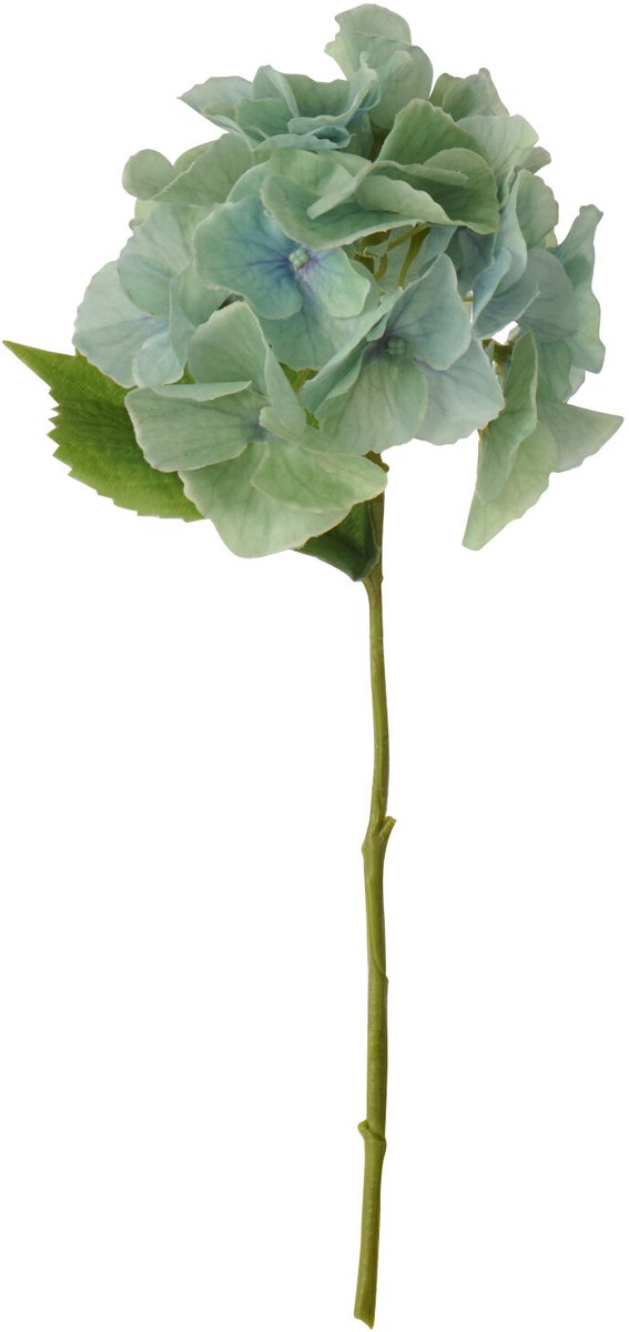 J-Line bloem hortensia Frisse Toets - textiel - turkoois - small - 4 stuks Blauw