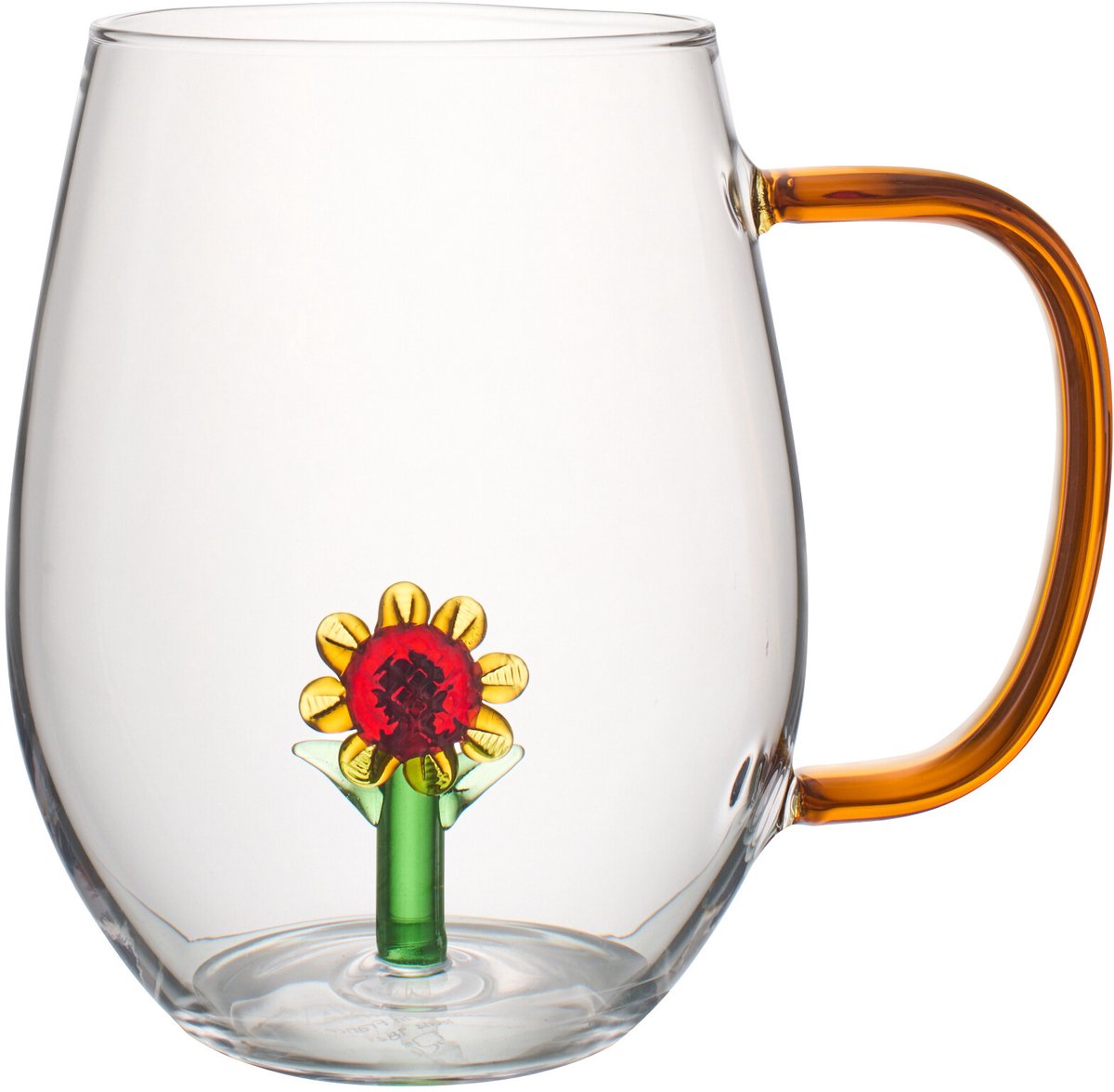 J-Line glas Zonnebloem met Handvat - glas - mix