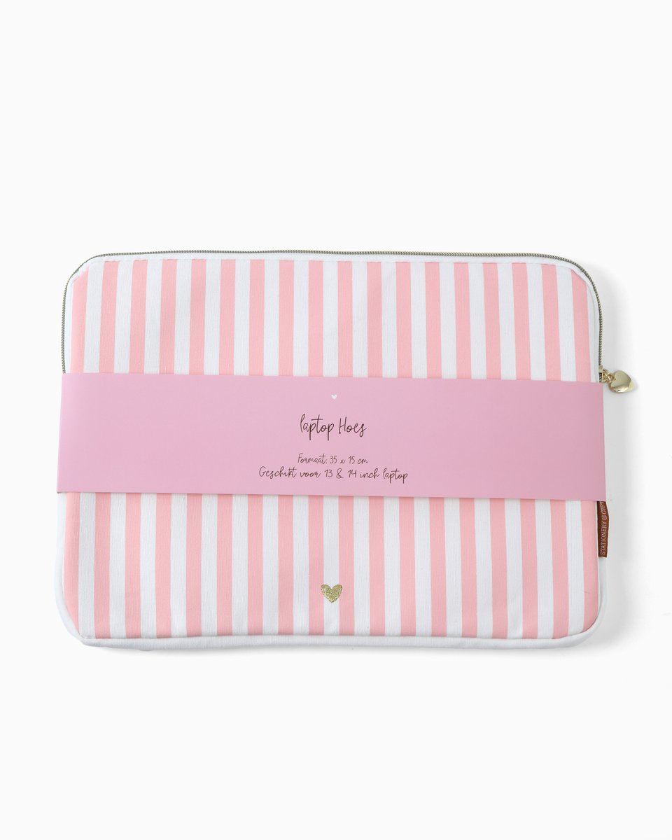 Laptop hoes Pink Stripes | Laptophoes Roze Streep | Laptop sleeve 14 inch | Stationery & Gift