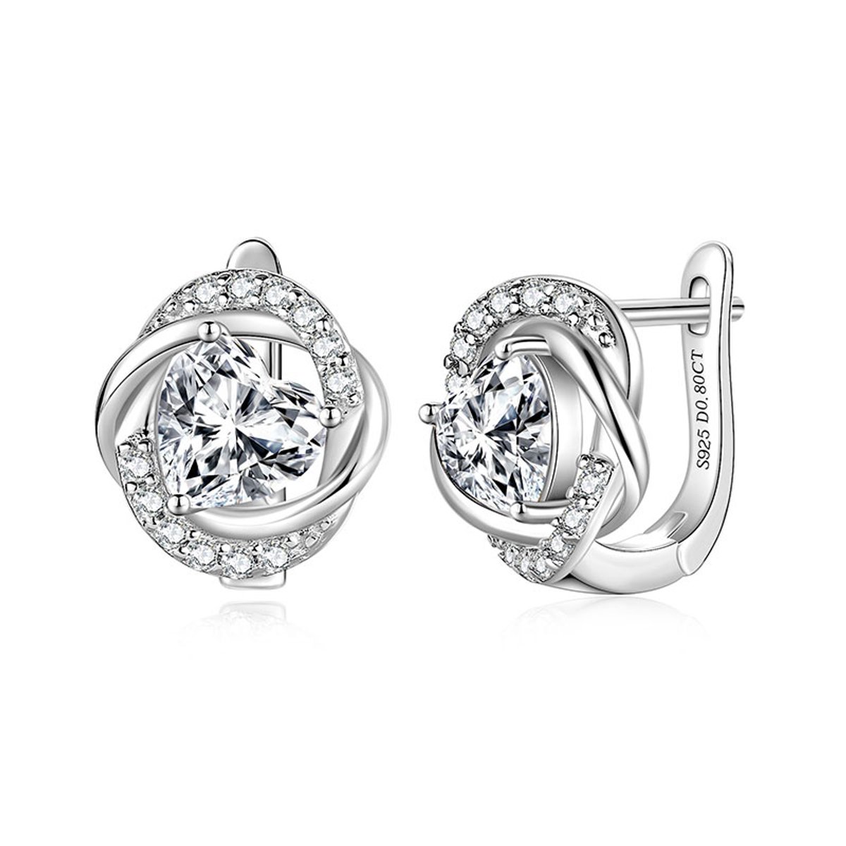 Lumici® Exclusive | Eternal Heart Moissanite Oorbellen - 1.60 Carat Totaal - 0.80CT per stuk - GRA Gecertificeerd - Gerhodineerd S925 Zilver - Luxe Pavé CZ - Voor Haar - Moederdag - Valentijnscadeau - Verrassing - Goud & Rhodium